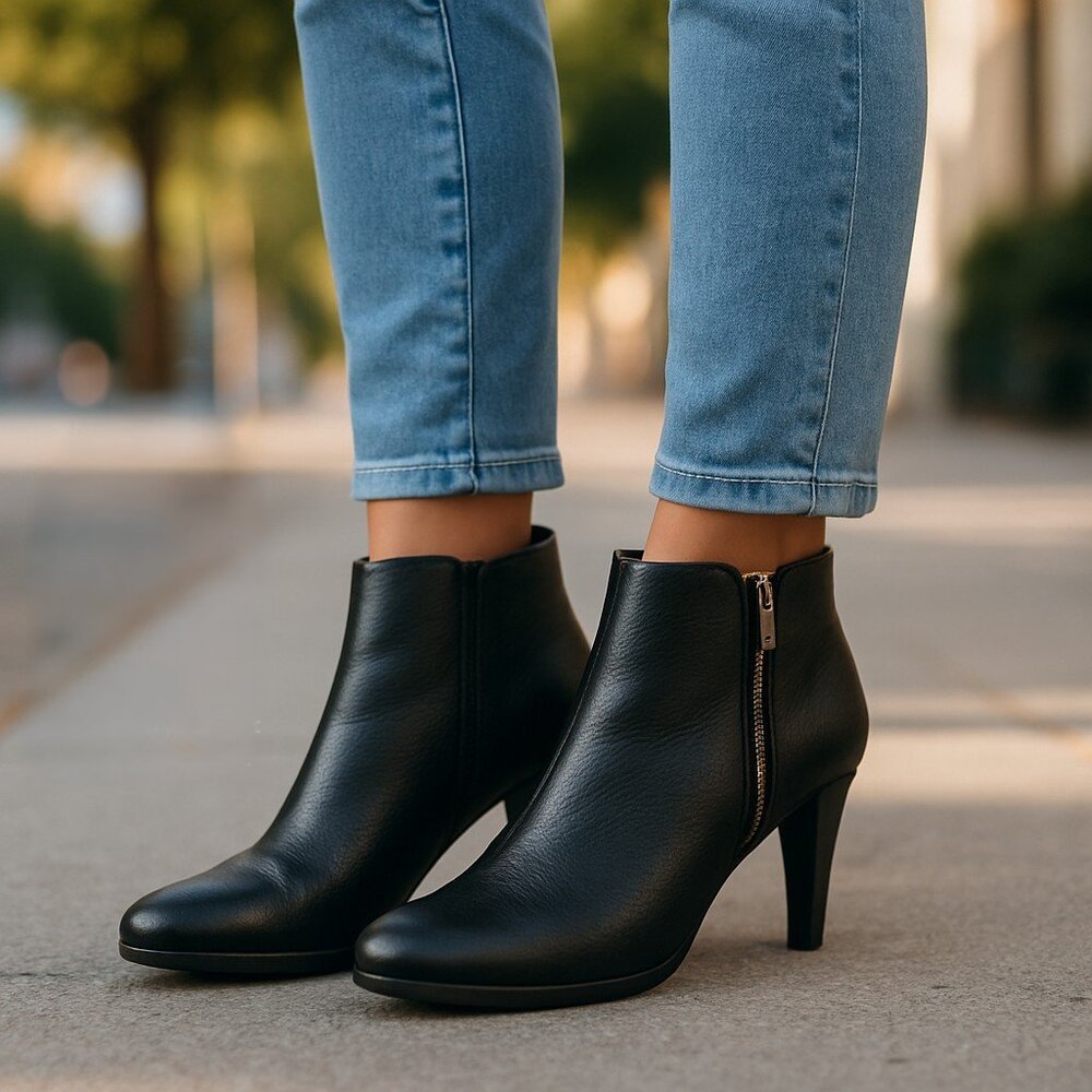Tahari T A Terry Women's Black Leather Upper High Heel Booties Sz 7M